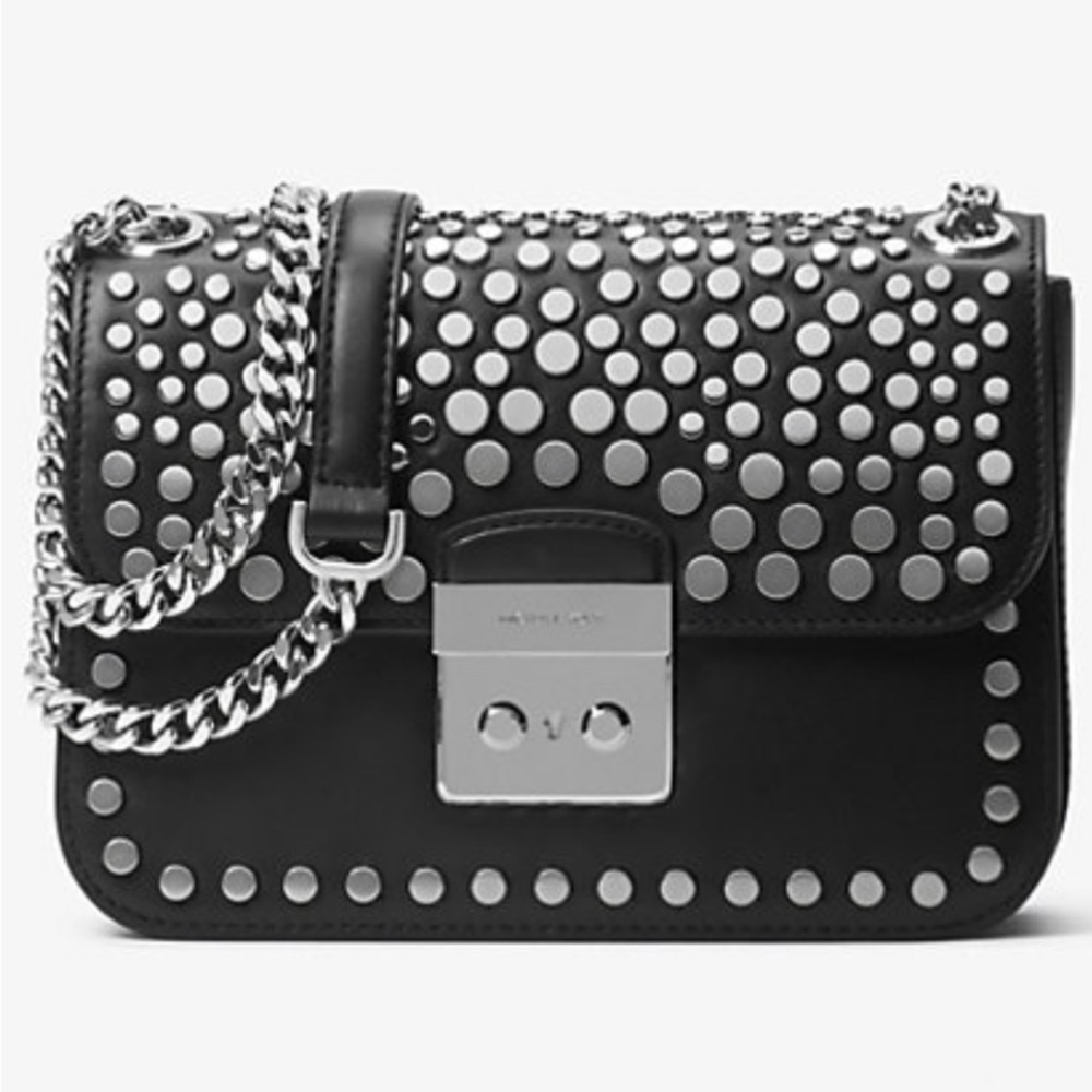 Michael Kors Black and Silver Crossbody Bag